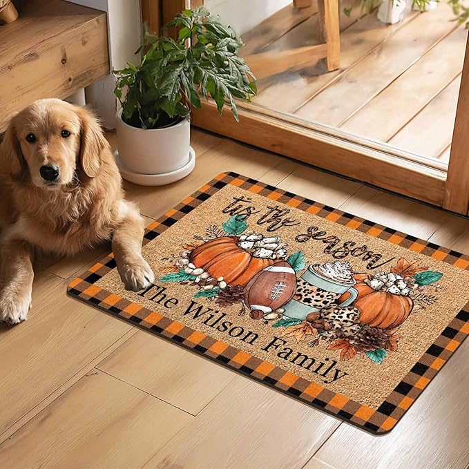 Personalized Halloween Door Mat Custom The Fall Season Non-Slip Indoor Doormat Customized Halloween Fall Home Decor for Friend Family