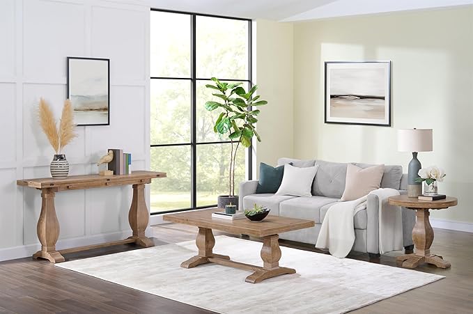 Martin Svensson Home Napa Solid Wood Pedestal End Table, Driftwood