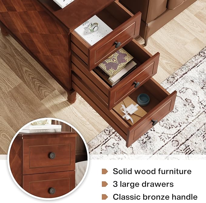 Tribesigns Solid Wood End Table, Fully Assembled Narrow Side Table with Drawers, Pre-Assembled Nightstand Slim Bedside Table for Small Spaces, Living Room, Bedroom, Brown, 2 Pcs