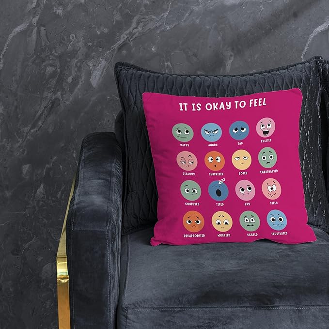 Nogrit Counseling Office Must Haves Throw Pillow Cover, Calming Corner, Mental Health Pillowcase Decor for Home Kids,Mental Health Counselor Gifts, Calming Corner Pillow Covers 18x18 Rose red