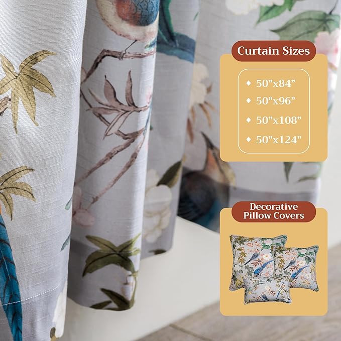 Maison d' Hermine Curtains for Living Room 100% Cotton 84 inch Length One Panel Light Filtering Curtains for Bedroom Windows with Rod and Loop Pockets Drapes (Hokuzai Green, 50" W x 84" L)