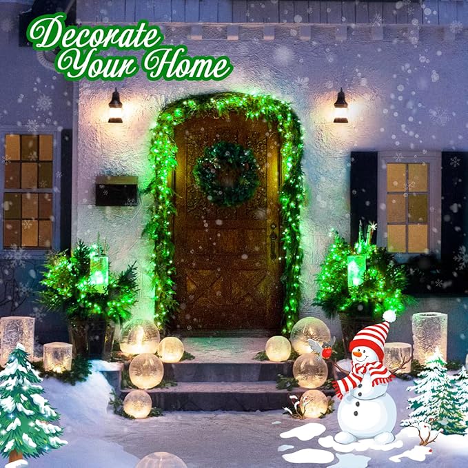 JMEXSUSS 500 LED Green Christmas String Lights Indoor Outdoor, 8 Modes 163 FT Green Halloween Lights Plug-in Clear Wire, Remote Control Christmas Tree Light for Tree Party Halloween