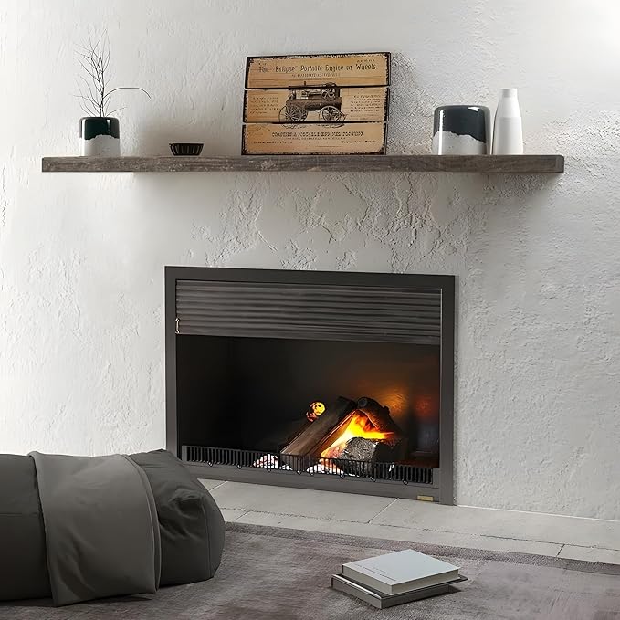 Solid Reclaimed Wood Floating Shelf 48inches Width and 8 inches Depth, Rustic Reclaimed Barnwood Wall Hanging Shelves with Invisible Heavy-Duty Metal Bracket,Cement Grey