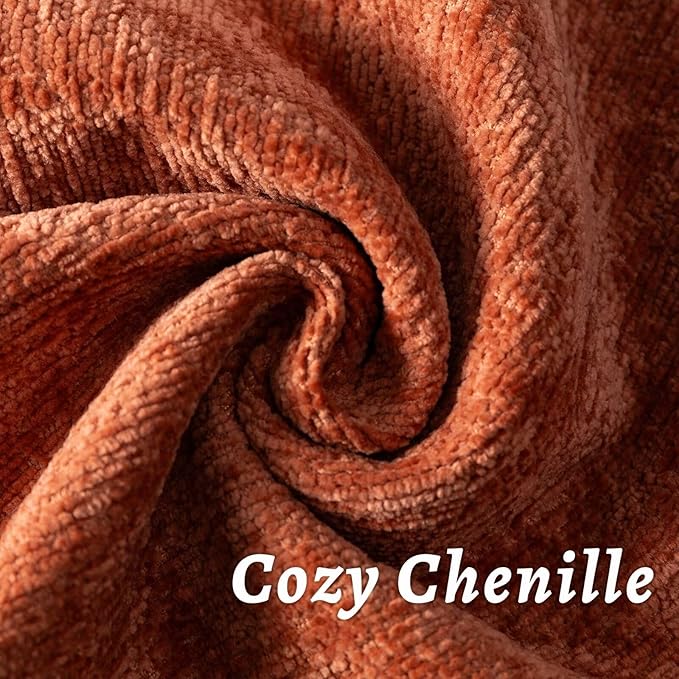 Burnt Orange Fall Decorative Throw Pillow Covers 18x18 Inch Set of 2 Cozy Soild Chenille Cushion Cases Soft Textured Square Couch Pillows Cover Boho Accent Farmhouse Pillowcases for Bed