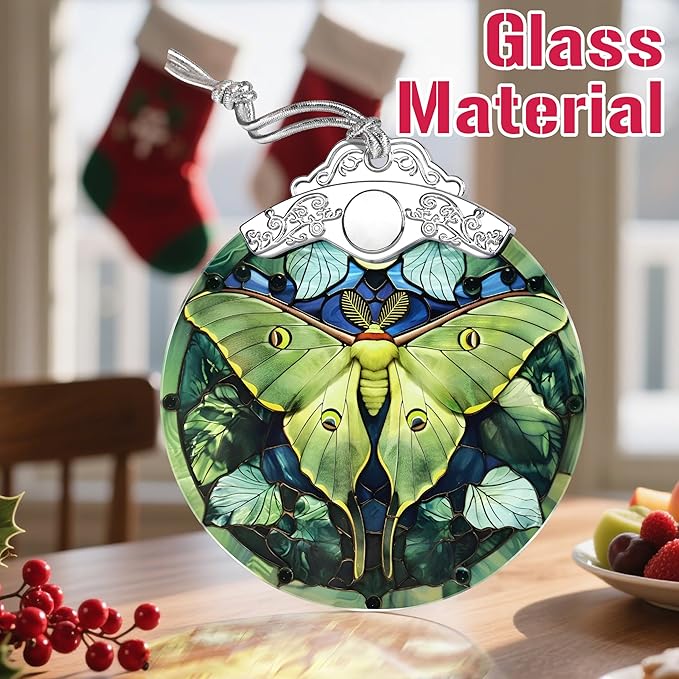 Christmas Ornaments: Stained Glass Ornament, Christmas Tree Ornament, Hanging Ornaments for Home Decor & Xmas Tree Decorations – Exquisite Holiday Decor, Gifts & Holiday Present - Luna Moth