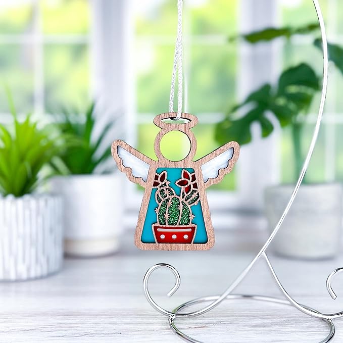 Cactus Christmas Ornament for Small Christmas Tree - Western - Angel in Heaven Memorial Ornament for Loss of Grandfather Grandmother - Desert Decorations - 3.5" (H)