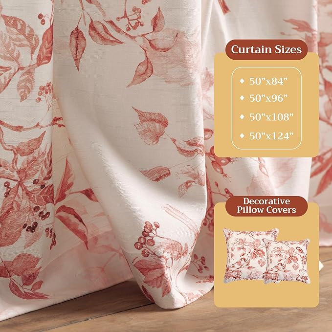 Maison d' Hermine Curtains for Living Room 100% Cotton 84 inch Length One Panel Light Filtering Curtains for Bedroom Windows with Rod and Loop Pockets Drapes (Equinoxe Terracotta, 50" W x 84" L)