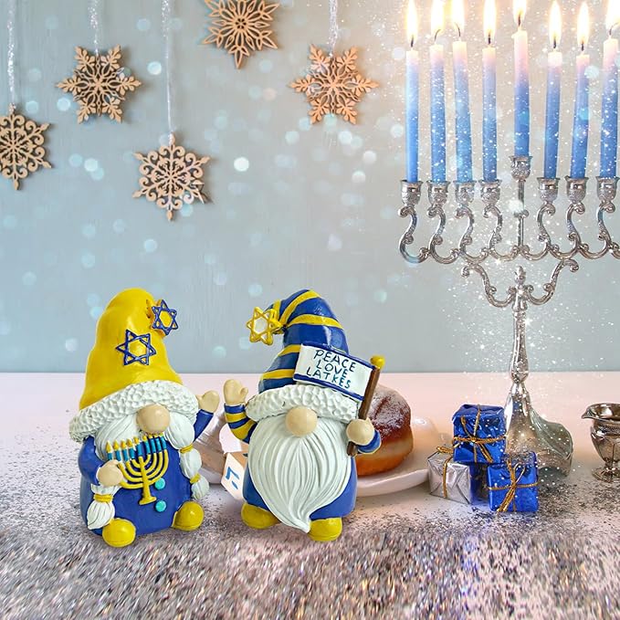 Hanukkah Gnomes Decorations for Home Resin Hanukkah Gnomes Decor for Office Chanukah Decor Indoor Outdoor,Jewish Gifts Idea Menorah Hanukkah Tiered Tray Decor