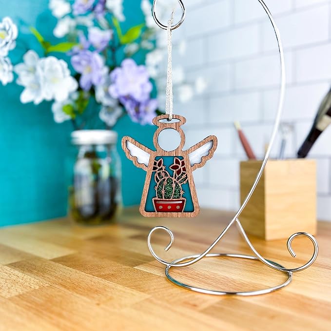 Cactus Christmas Ornament for Small Christmas Tree - Western - Angel in Heaven Memorial Ornament for Loss of Grandfather Grandmother - Desert Decorations - 3.5" (H)