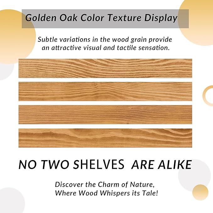 Wood Floating Shelves,48 inch Rustic Wood Wall Shelves for Bathroom Living Room Bedroom Kitchen Farmhouse Laundry Room Set of 2,Handmade-Thickened Wall Shelf (Golden Oak, 48''x8''x1.5'')