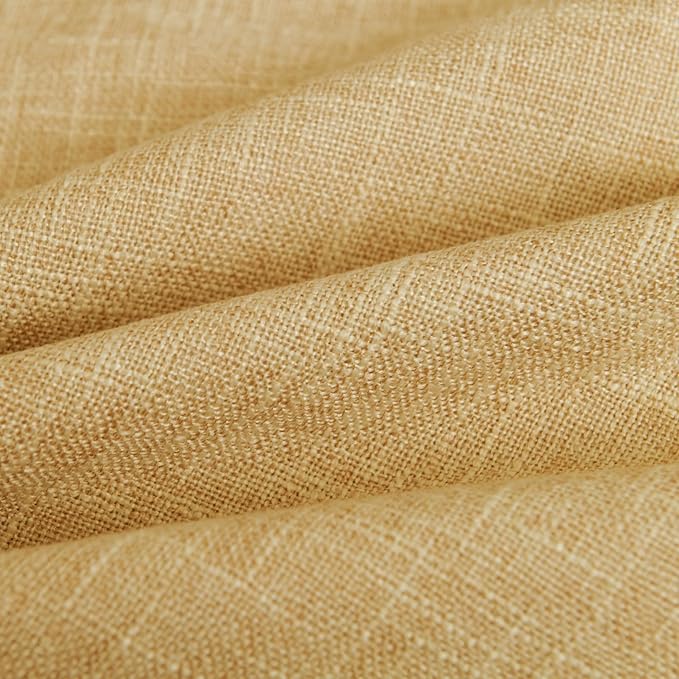 JIUZHEN 18x18 Inch Mustard Yellow Faux Linen Pillow Covers Set of 2, Vintage Rustic Throw Pillow Covers for Couch Chair, Fade-Resistant Fabric