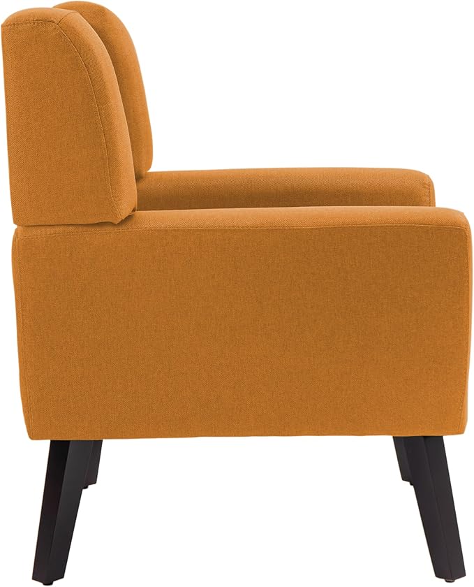 UIXE Accent Chair, Modern Upholstered Armchair in Fabric for Living Room, Comfy Club Arm Chairs Single Sofa Button Tufted Bedroom Reading Seat - Orange, Set of 2