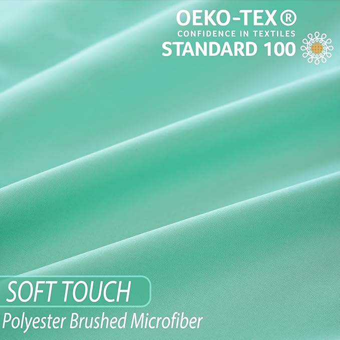 Whitney Home Textile King Size Sheets Set, Soft Microfiber Hotel Bed Sheets King Size, Extra Deep Pocket, Luxury Breathable Bedding Sheet & Pillowcase Sets, 4 Piece Wrinkle Free Oeko-Tex, Aqua