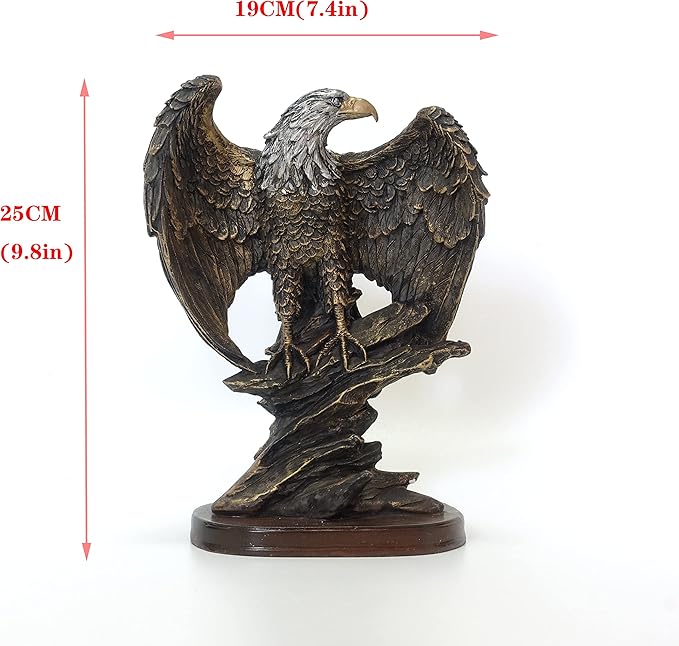 Eagle Statue Decorative, Bald Eagle Figurines Statues for Home Decor Bronze Resin Ornaments for Sculpture.