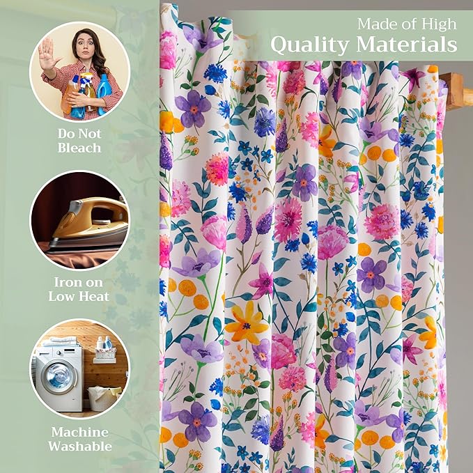 Maison d'Hermine Curtains for Living Room 100% Cotton 124 inch Length One Panel Window Curtains for Bedroom with Loop & Rod Pockets - Maia, 50" W x 124" L
