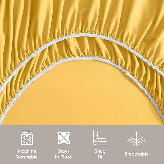 Nestl Extra Deep Queen Sheet Set - 6 Piece Breathable & Cooling Sheets - Hotel Luxury Bedding Set w/18-24 Inch Deep Pockets - Easy & Secure Fit - Super Soft, Wrinkle Free & Comfy - Yellow