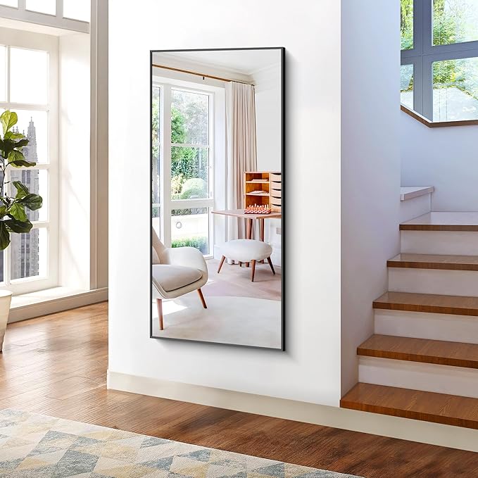 KOCUUY Bathroom Mirror, 30x60 Inch Large Black Mirrors for Wall, Rectangle Long Vanity Mirror with Aluminum Frame Modern Home Decor for Bathroom, Living Room, Entryway, Hang Horizontal/Vertical