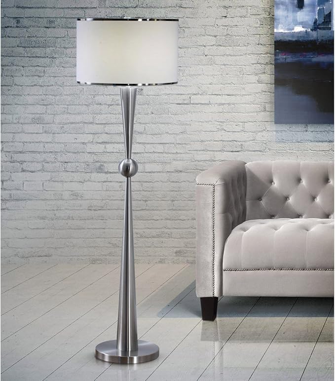 HOMEGLAM Dione Metal Floor Lamp - Modern, Big Size - Brushed Nickel