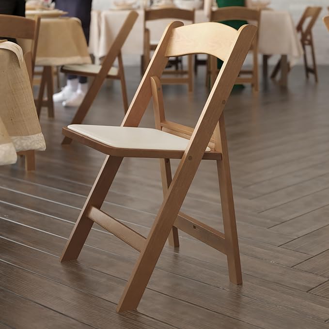 Flash Furniture Hercules Commercial Indoor/Outdoor Folding Event Chair, Wood Look, Weather-Resistant, Lightweight Design, Versatile Use, Chestnut
