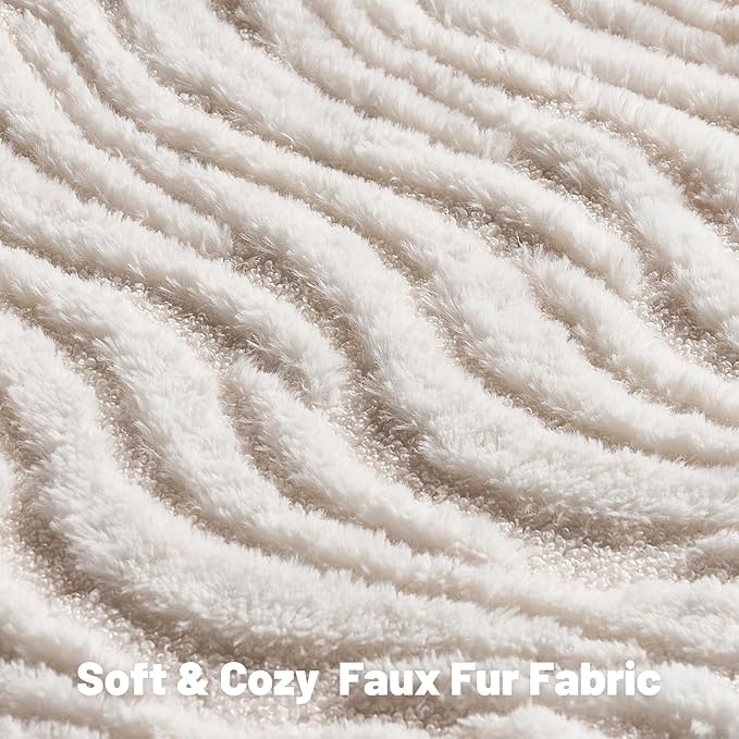 FUTEI White Decorative Throw Pillow Covers 12x20 Inch Set of 2,Soft Faux Fur Geometric Shapes Texture Pillowcase,Boho Home Decor for Couch Bed Living Room