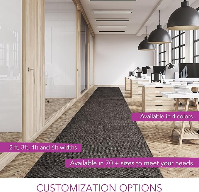 iCustomRug Hallway Runner Rug – 3x14ft Brown, Indoor/Outdoor, Non-Slip Rubber Backing, Low-Profile All-Weather Carpet, Non-Shedding & Easy Care, Entryway Mat Ideal for High Traffic Areas