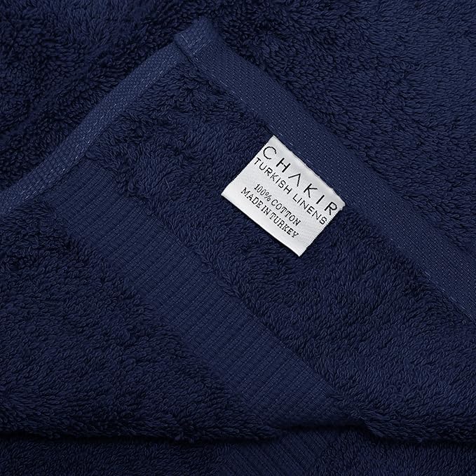 Chakir Turkish Linens 100% Cotton Premium Turkish Towels for Bathroom | 27'' x 54'' (4-Piece Bath Towels - Navy Blue)