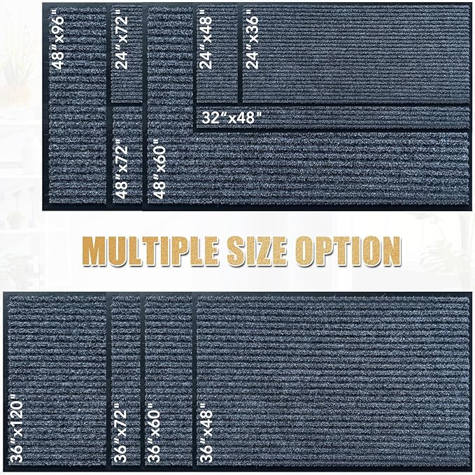 Front Door Mat,2'x4'Indoor Outdoor Door Mat,Heavy Duty Durable Welcome,Commercial Floor Mats Inside Outside Entrance, Waterproof All-Season, All-Weather Non Slip Backing Doormat for Entryway,Dark Gray