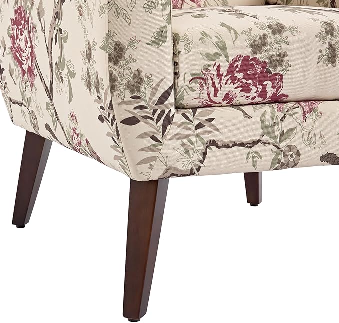 UIXE Floral Accent Chair, Modern Upholstered Armchair in Fabric for Living Room, Comfy Club Arm Chairs Single Sofa Button Tufted Bedroom Reading Seat - Pattern Floral, Set of 1