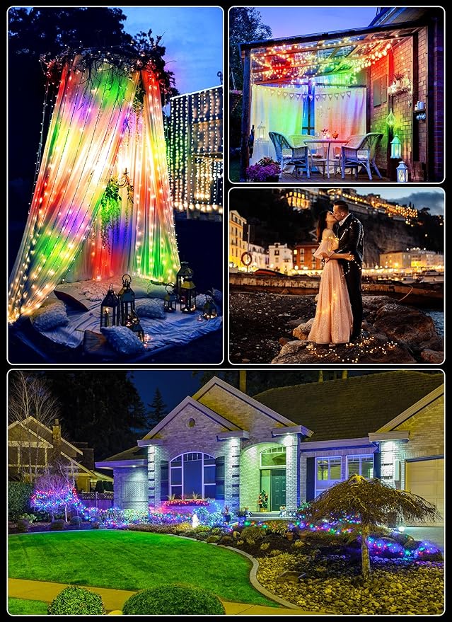 33Ft 100LED Outdoor String Lights, Fairy Lights Battery Operated with Remote, Waterproof Twinkle Lights for Bedroom Dorm Patio Tapestry Backyard Garden Party Indoor Christmas Decoration, Multicolor