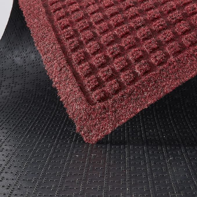 Consolidated Plastics Aquasorb Classic Indoor/Outdoor Entrance Floor Mat with Non-Slip Rubber Backing, Fabric Border, Stain Resistant and Quick Drying Commercial Grade (45" x 96", Red Black)