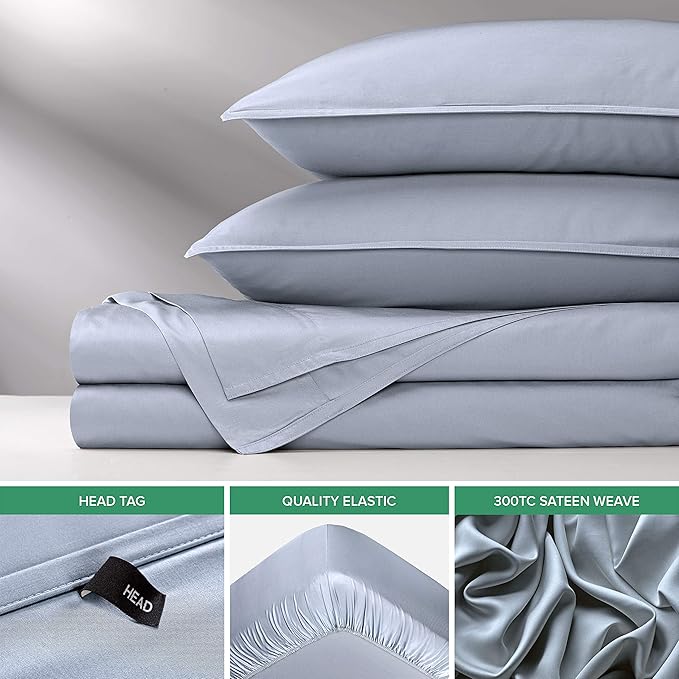 Full Sheets by Pure Bamboo, Genuine 100% Organic Viscose Derived from Bamboo Bed Sheet Set, Luxuriously Soft & Cooling, Double Stitching, Lifetime Quality Promise (Full, Sterling Blue)