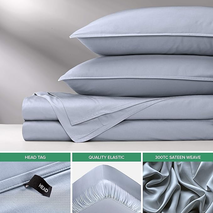 California King Sheets by Pure Bamboo, Genuine 100% Organic Viscose Derived from Bamboo Bed Sheet Set, Soft & Cooling, Double Stitching, Lifetime Quality Promise (California King, Sterling Blue)
