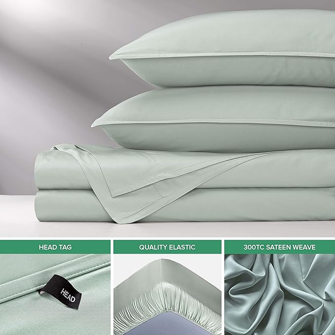 Twin XL Sheets by Pure Bamboo, Genuine 100% Organic Viscose Derived from Bamboo Bed Sheet Set, Luxuriously Soft & Cooling, Double Stitching, Lifetime Quality Promise (Twin XL, Sea Glass)