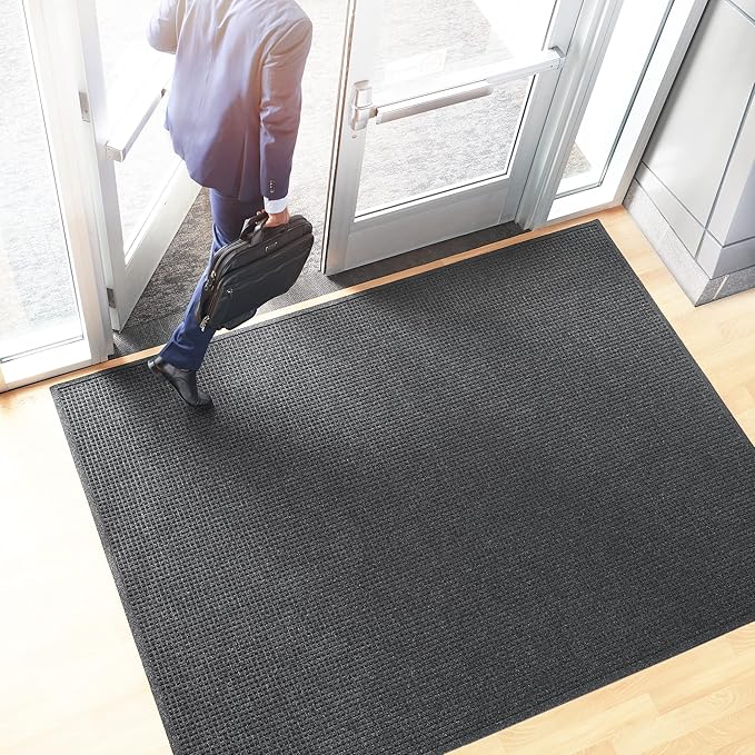 Consolidated Plastics Aquasorb Classic Indoor/Outdoor Entrance Floor Mat with Non-Slip Rubber Backing, Fabric Border, Stain Resistant and Quick Drying Commercial Grade (45" x 96", Charcoal)