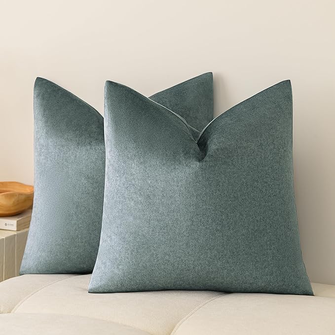 a moment Pack of 2 Jeans Blue Stain-Resistant Throw Pillow Covers Pet-Friendly Pillowcases Cushion Covers for Sofa Couch Bed Outdoor Waterproof 20x20 Inch