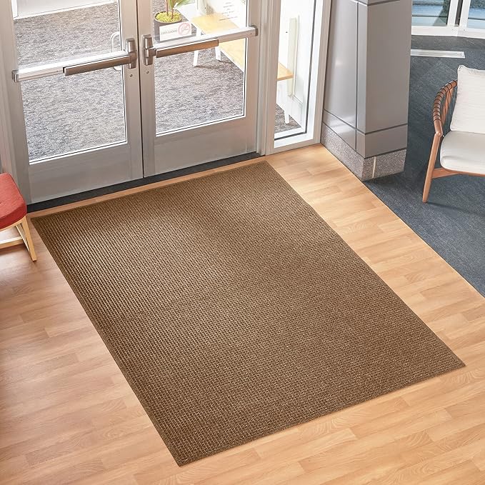 Consolidated Plastics Aquasorb Classic Indoor/Outdoor Entrance Floor Mat with Non-Slip Rubber Backing, Fabric Border, Stain Resistant and Quick Drying Commercial Grade (45" x 116", Medium Brown)