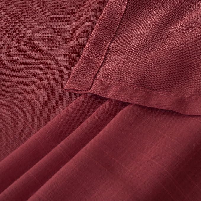 BGment Burgundy Semi Sheer Curtains for Living Room 84 Inch Length 2 Panels Set, Linen Textured Window Drapes Light Filtering with Rod Pocket for Bedroom Christmas Decor Lightweight, 52 X 84 Inch