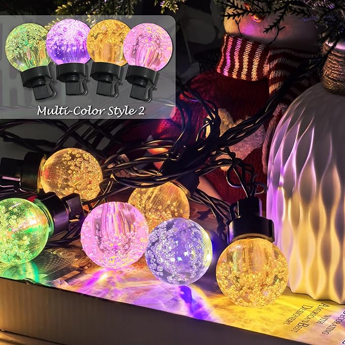 AWQ 20 LED 41FT Globe Ball String Lights, G40 Crystal Bubble Ball Fairy String Lights Plug in with 11 Modes, Timer & Memory Function Extendable for Indoor Outdoor Christmas Home Decor (20)