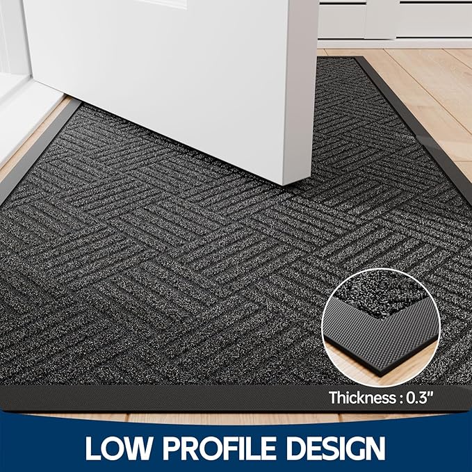 Front Door Mat Outside Entrance, 5' x 4' Heavy Duty Indoor Outdoor Door Mats for Entryway, Trap Dirt Outdoor Doormat Low Profile, Non Slip Welcome Mats for Front Door, Artificial Grass