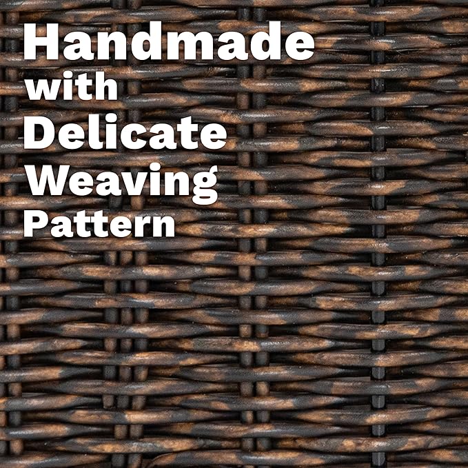 myHomeBody Wicker Storage Basket, Storage Cubes, Woven Baskets for Organizing, Resin Wicker Set of 3, Rustic Brown