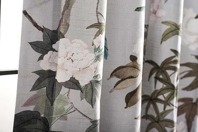 Maison d' Hermine Curtains for Living Room 100% Cotton 84 inch Length One Panel Light Filtering Curtains for Bedroom Windows with Rod and Loop Pockets Drapes (Hokuzai Green, 50" W x 84" L)