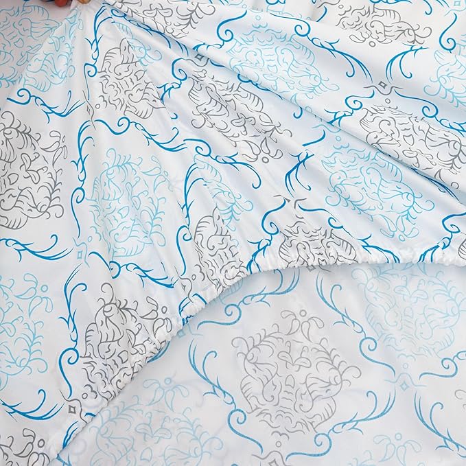 Queen Size Bed Sheets Set Deep Pockets - 6PC Floral Ultra Soft Microfiber Bed Sheets - Easy to Clean, 90 Thread Count Sheets with Fitted Sheet, Flat Sheet & Pillowcases (Turquoise Medallion)