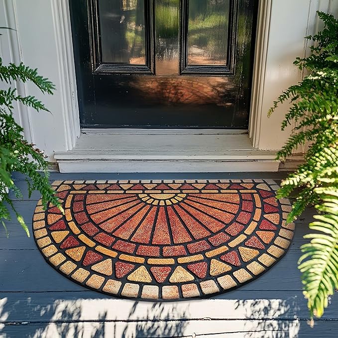 ubdyo Unique Design Door mat - Low Pile Front Doormat Outside Entrance for Efficient Dirt Trapping - All Weather Front Door Mat Indoor Entrance - Anti Slip Welcome Matt Outdoor - (36" x 24", Orange)