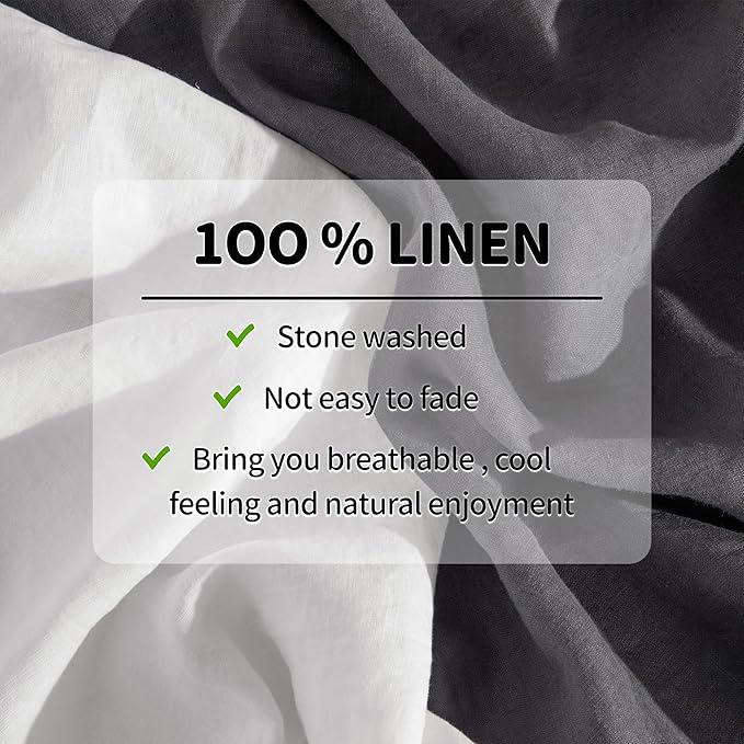 LBRO2M 100% Linen Sheet Set 19" Deep Pocket California King Size,Bed Sheets 4 Piece Sets,Solid Color Natural Flax Bed Sheets Soft Breathable Bedding,All Season (Clifornia King, White)