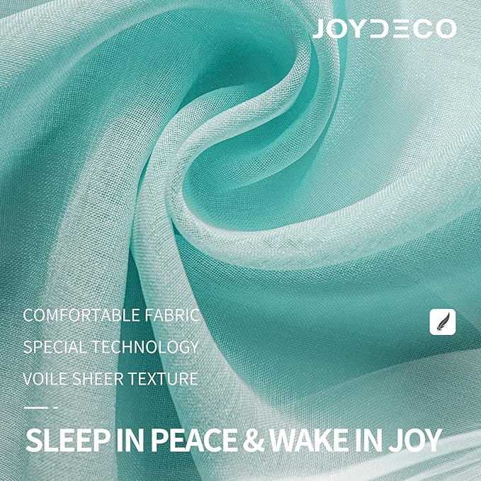 Joydeco Blue Sheer Curtains 72 Inch Length 2 Panels Set, Rod Pocket Long Sheer Curtains for Window Bedroom Living Room, Lightweight Semi Drape Panels for Yard Patio (54x72 inch, Teal Blue)