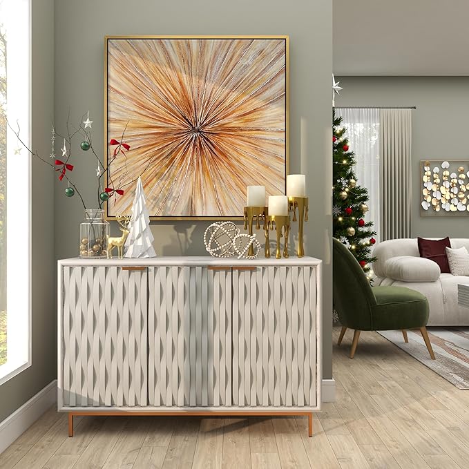 CosmoLiving by Cosmopolitan Aluminum Metal Abstract Decorative Candle Holder Melting Drip Candle Stand, Set of 3 Candlestick Holder 12", 10", 8"H, Gold