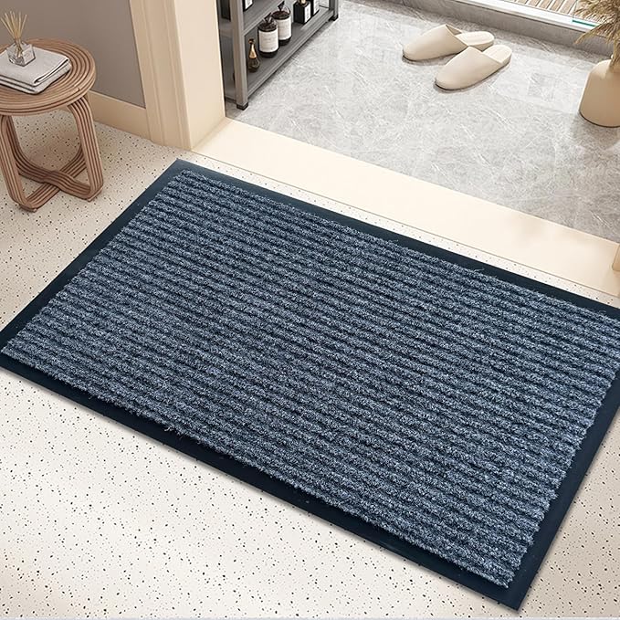 Front Door Mat,2.7'x4'Indoor Outdoor Door Mat,Heavy Duty Welcome,Commercial Floor Mats Inside Outside Entrance,Waterproof All-Season, All-Weather Non Slip Backing Doormat for Entryway,Dark Gray
