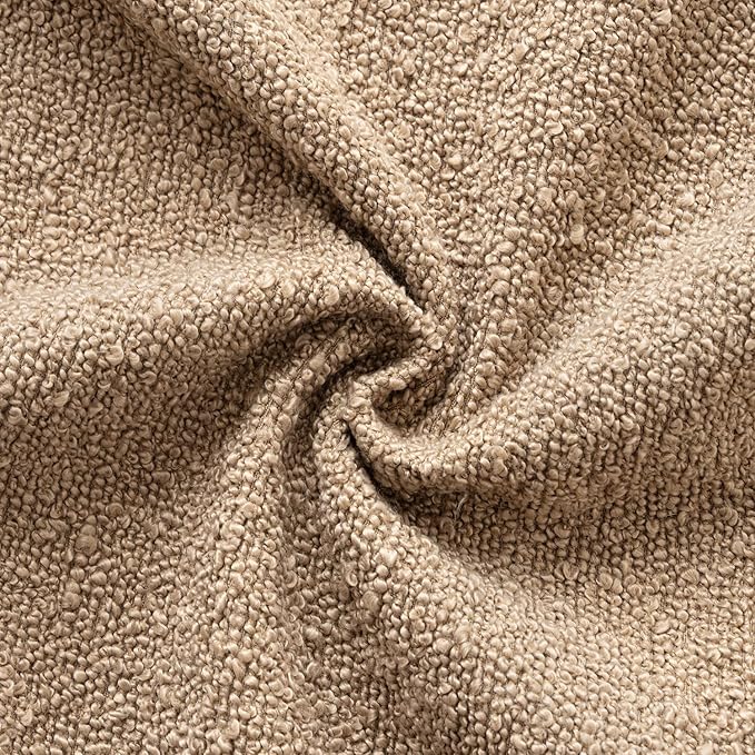 Woaboy Pack of 2 24x24 Inch Decorative Boucle Throw Pillow Covers Textured Square Pillowcaes Accent Euro Solid Cozy Soft Cushion Covers Home Decor for Sofa Couch Living Room Home Decor,Khaki