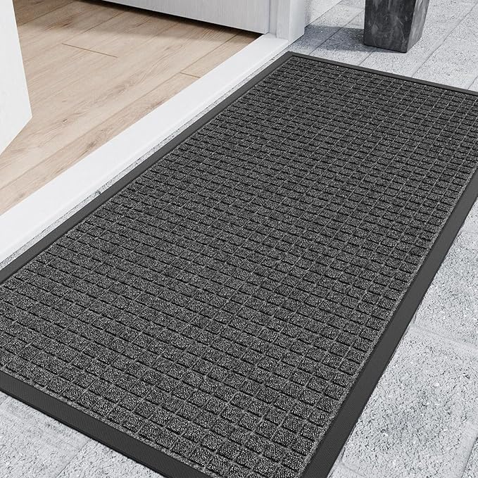 Indoor Outdoor Front Door Mats, 48" x 24" Rubber Backing Non Slip Durable Welcome Floor Mats for Patio, Garage Entrance, Stain and Fade Resistant Commercial Doormats for High Traffic