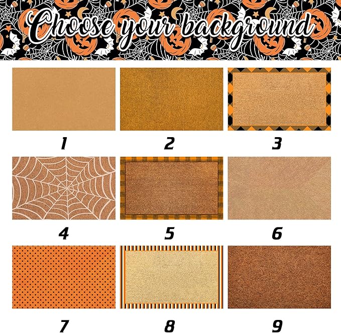 InterestPrint Personalized Halloween Family Doormat with Name Pumpkin Pattern Custom Family Member Welcome Mat, Customized Halloween Door Mat with Name, Dog, Cat, Ghost Family Welcome Doormat